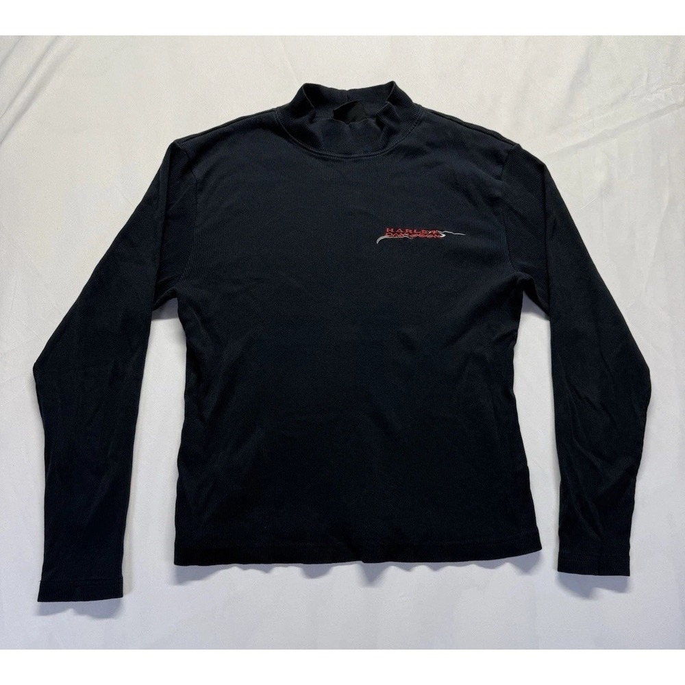 Harley‎ Davidson Turtleneck Mock Neck Long Sleeve Womens Biker Size S Biker